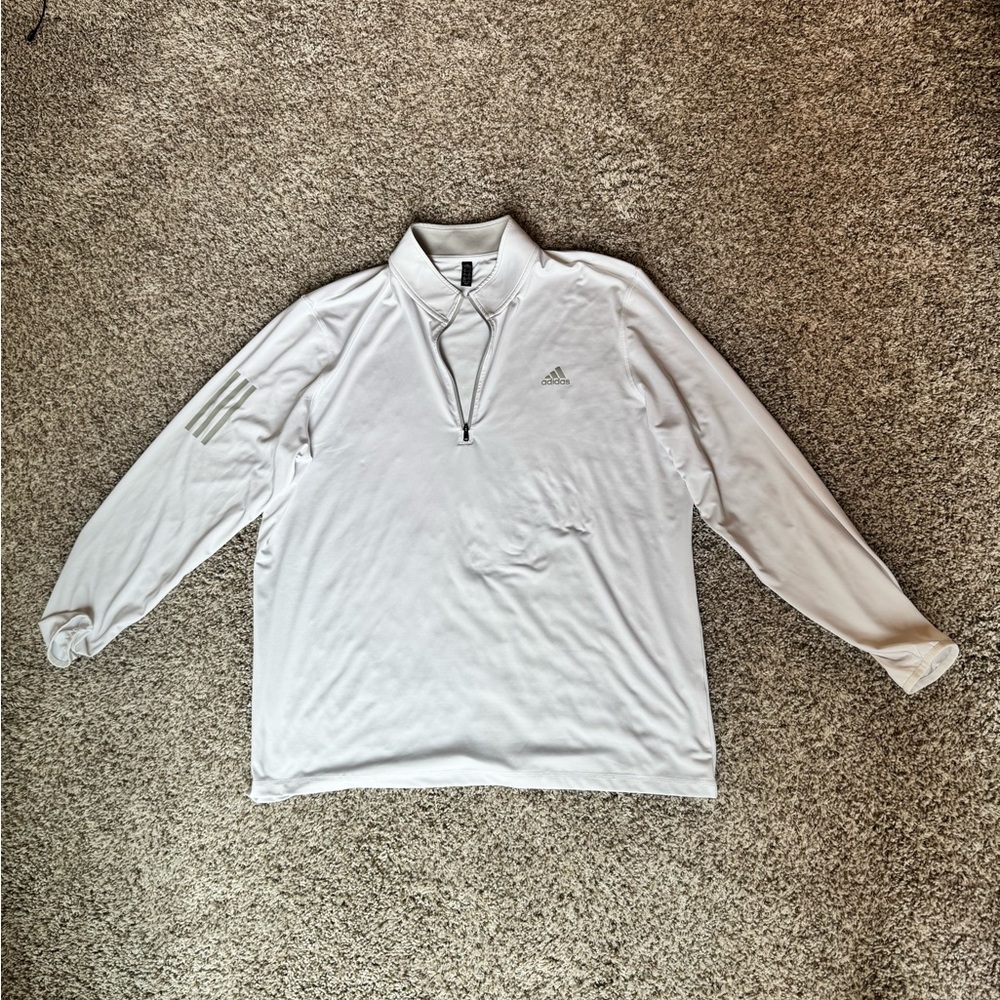 Adidas White Quarter Zip Pullover